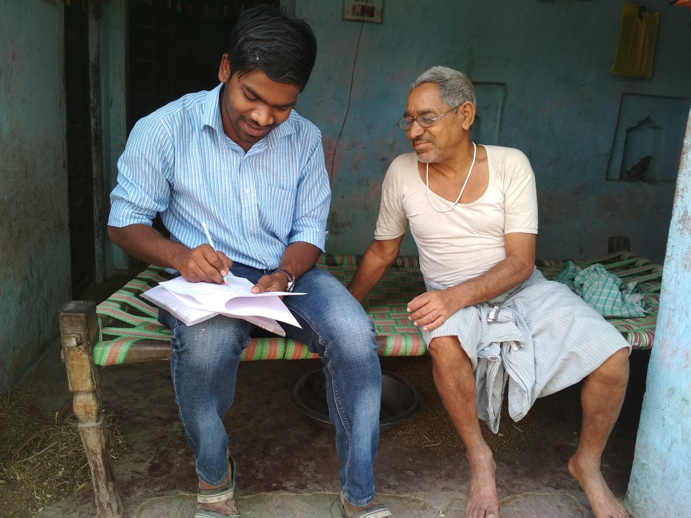 Interviewing a farmer